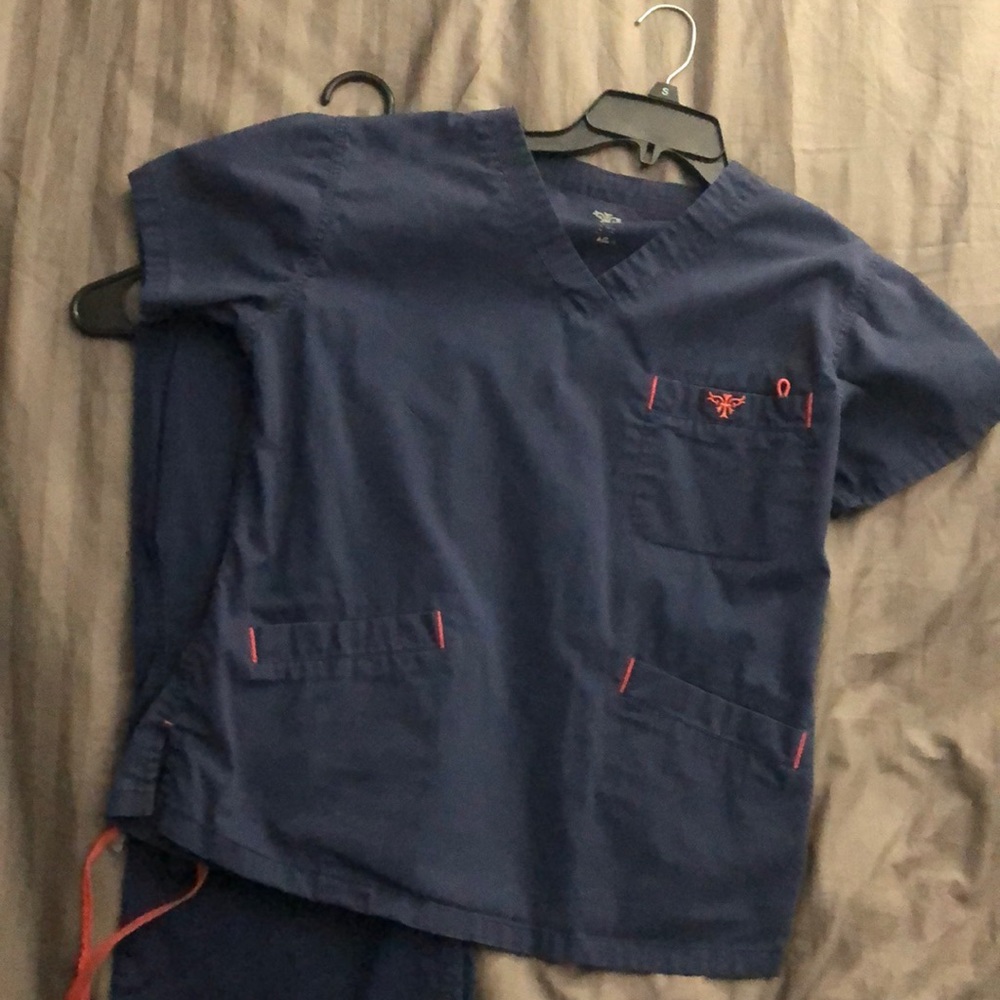 navy med couture scrub set